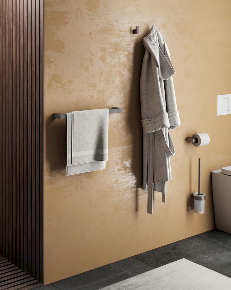 PIRENEI WC štětka závěsná, mléčné sklo, gun metal PI330381